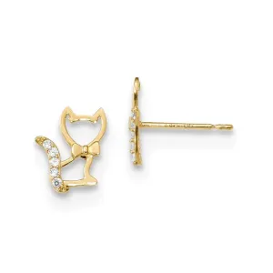 Madi K Kid's 14k   Kitten w/CZ Tail Post Earrings