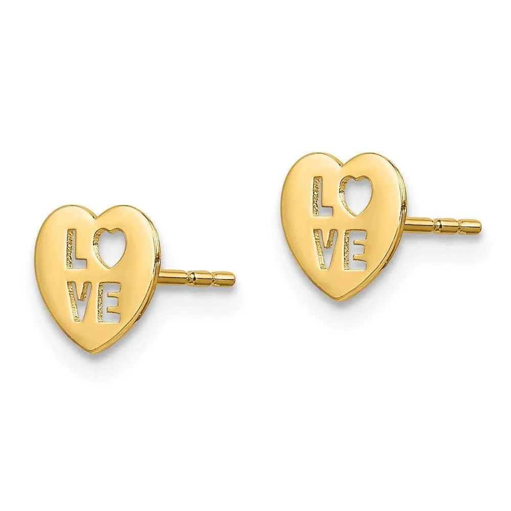 Madi K Kid's 14k  Love Heart Post Earrings