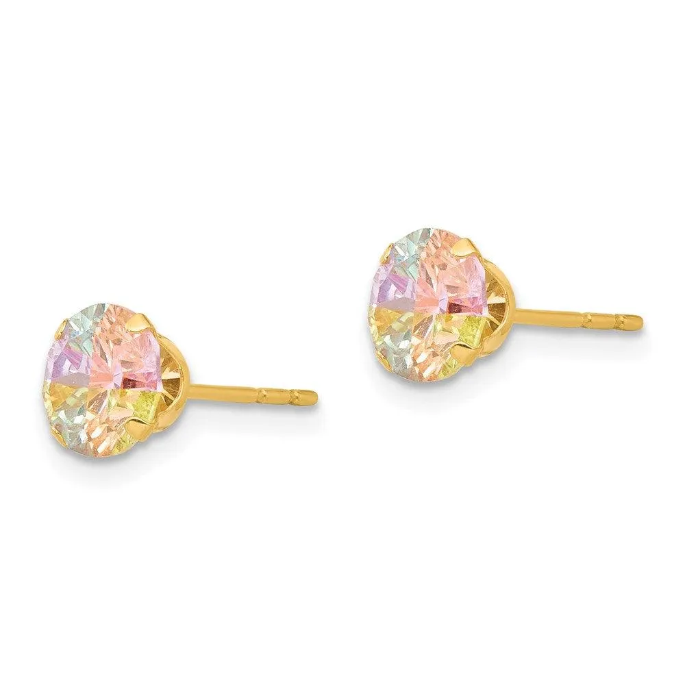 Madi K Kid's 14k  Multi-color CZ 6mm Post Earrings