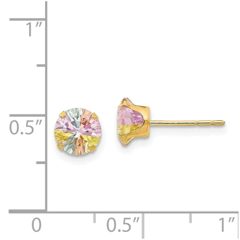 Madi K Kid's 14k  Multi-color CZ 6mm Post Earrings