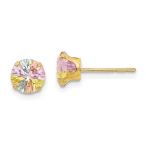 Madi K Kid's 14k  Multi-color CZ 6mm Post Earrings
