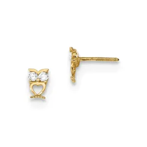 Madi K Kid's 14k  Owl w/CZ Eyes Screwback Post Earrings