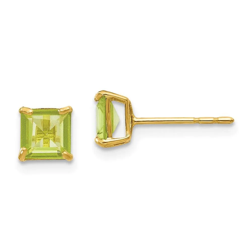 Madi K Kid's 14k  Peridot 5mm Square Post Earrings
