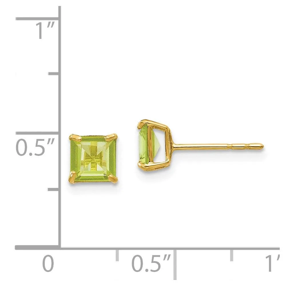 Madi K Kid's 14k  Peridot 5mm Square Post Earrings