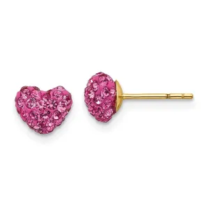 Madi K Kid's 14k  Pink Crystal Heart Post Earrings