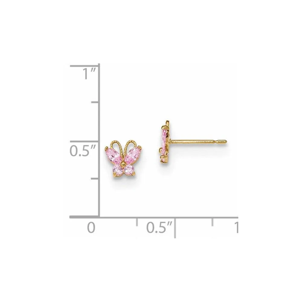 Madi K Kid's 14k   Pink CZ Butterfly Post Earings