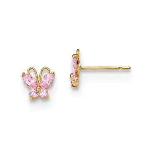 Madi K Kid's 14k   Pink CZ Butterfly Post Earings