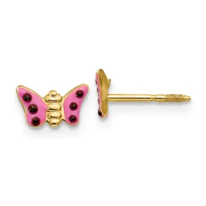 Madi K Kid's 14k  Pink Enameled Butterfly Earrings
