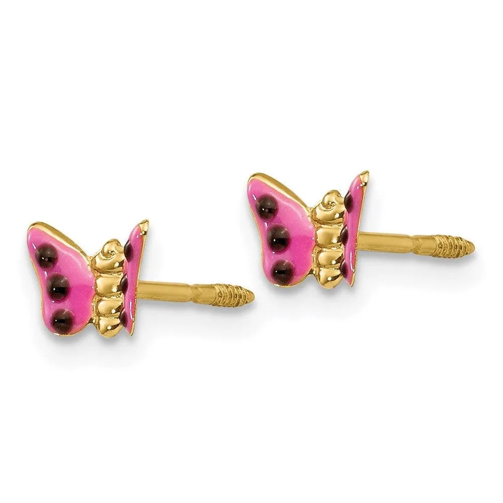Madi K Kid's 14k  Pink Enameled Butterfly Earrings