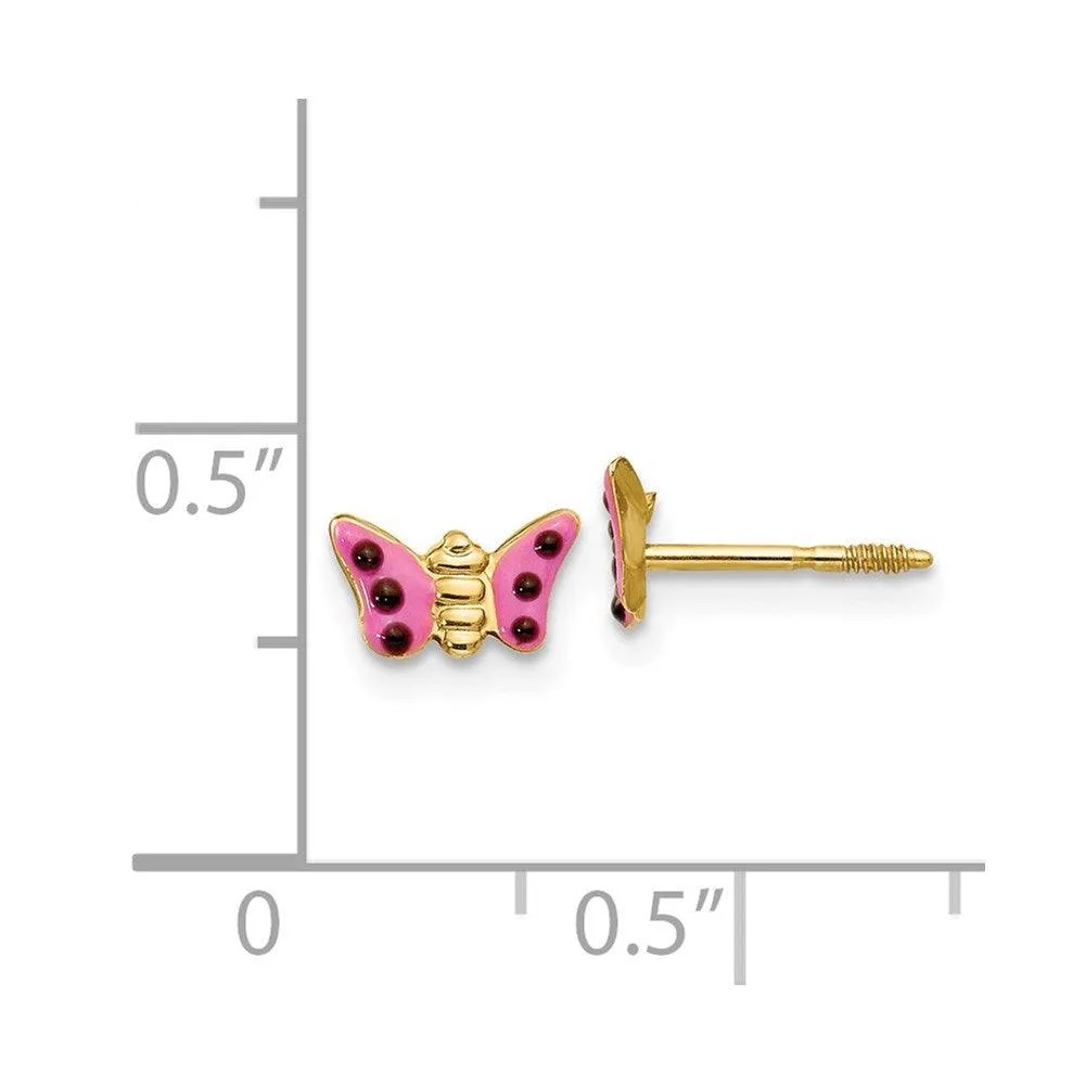 Madi K Kid's 14k  Pink Enameled Butterfly Earrings
