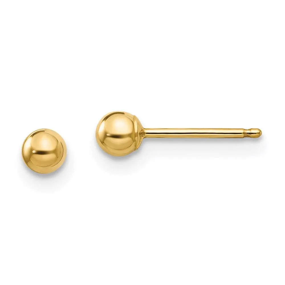 Madi K Kid's 14k  Polished 3mm Ball Post Earrings