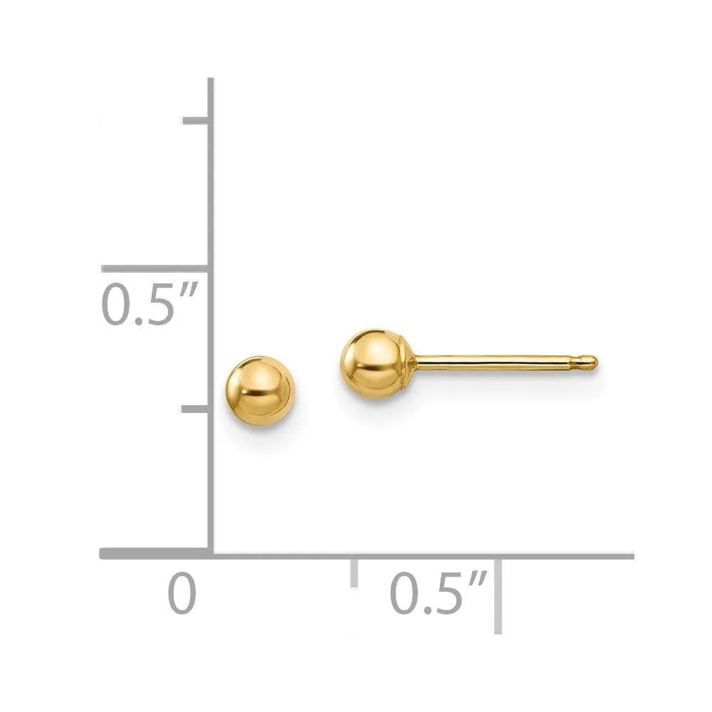 Madi K Kid's 14k  Polished 3mm Ball Post Earrings