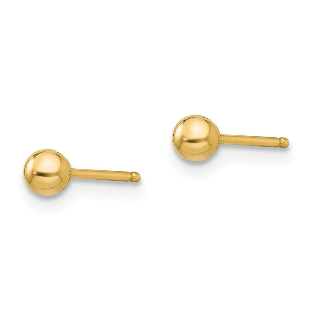 Madi K Kid's 14k  Polished 3mm Ball Post Earrings