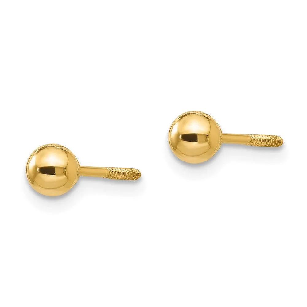 Madi K Kid's 14k  Polished 4mm Ball Screwback Earrings