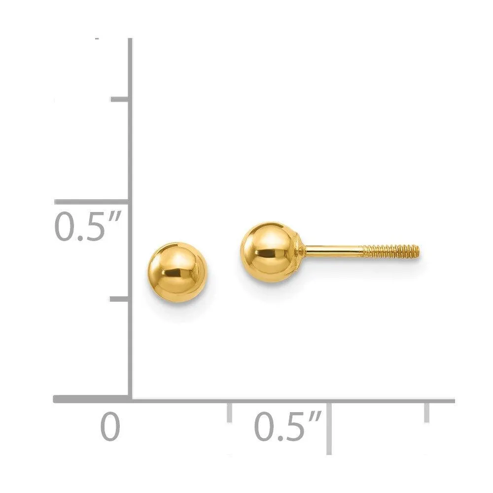 Madi K Kid's 14k  Polished 4mm Ball Screwback Earrings