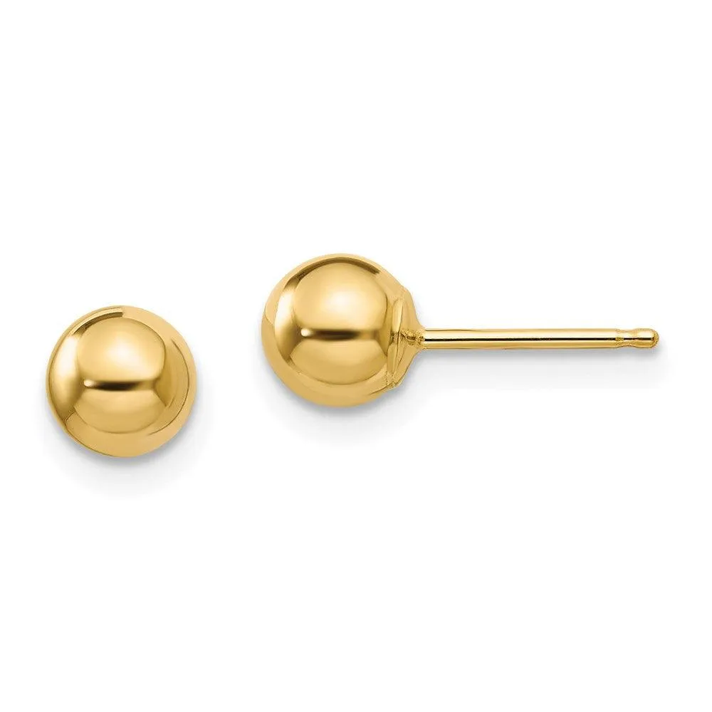 Madi K Kid's 14k  Polished 5mm Ball Post Earrings
