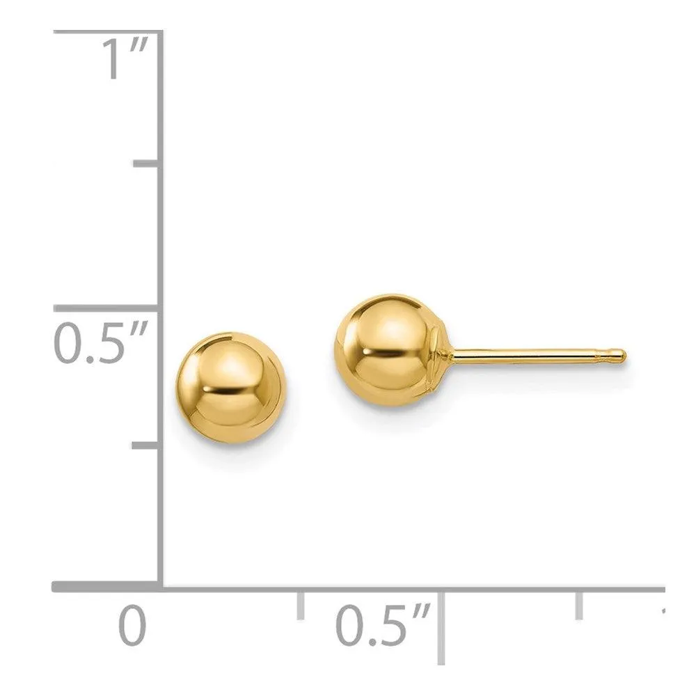 Madi K Kid's 14k  Polished 5mm Ball Post Earrings