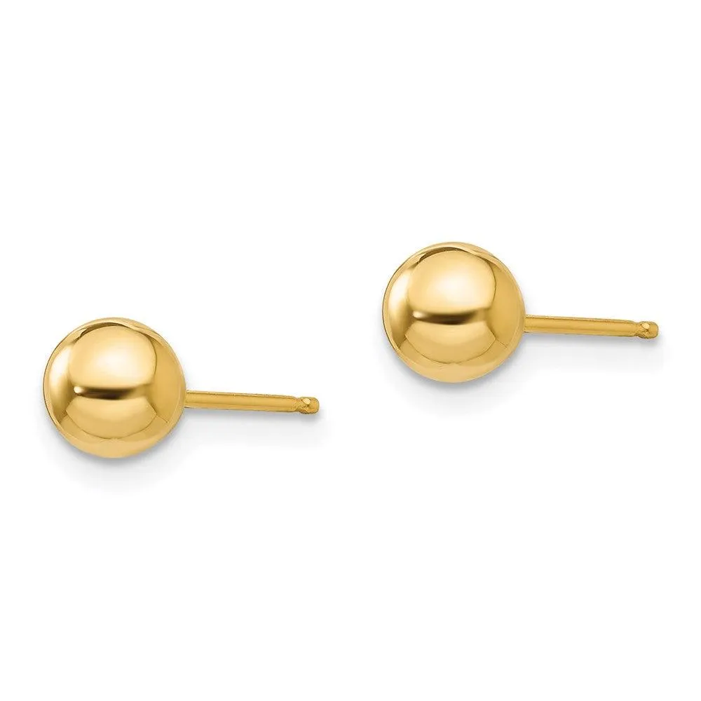 Madi K Kid's 14k  Polished 5mm Ball Post Earrings