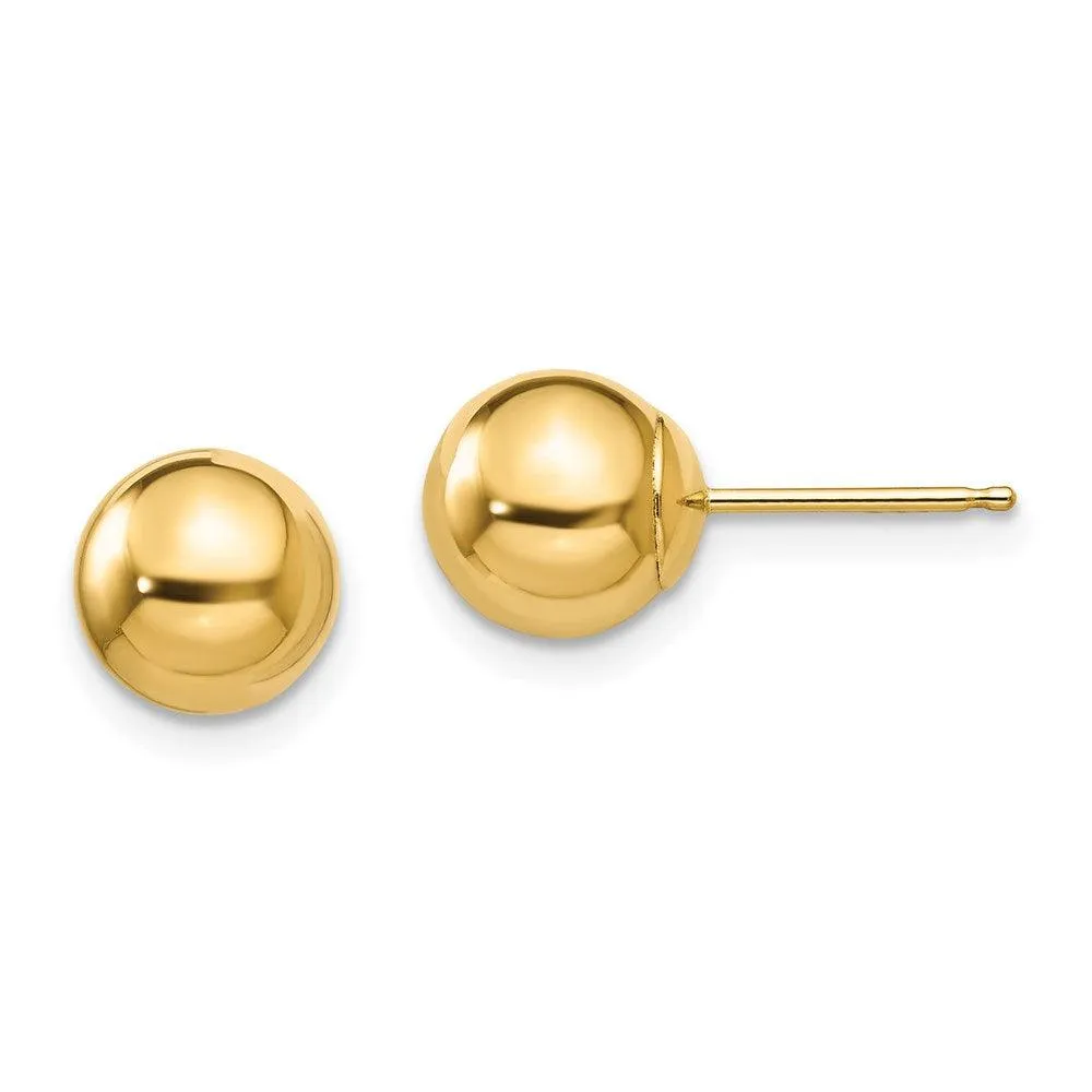 Madi K Kid's 14k  Polished 7mm Ball Post Earrings