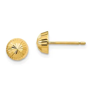 Madi K Kid's 14k  Polished & D/C Swirl 5mm Button Post Earrings