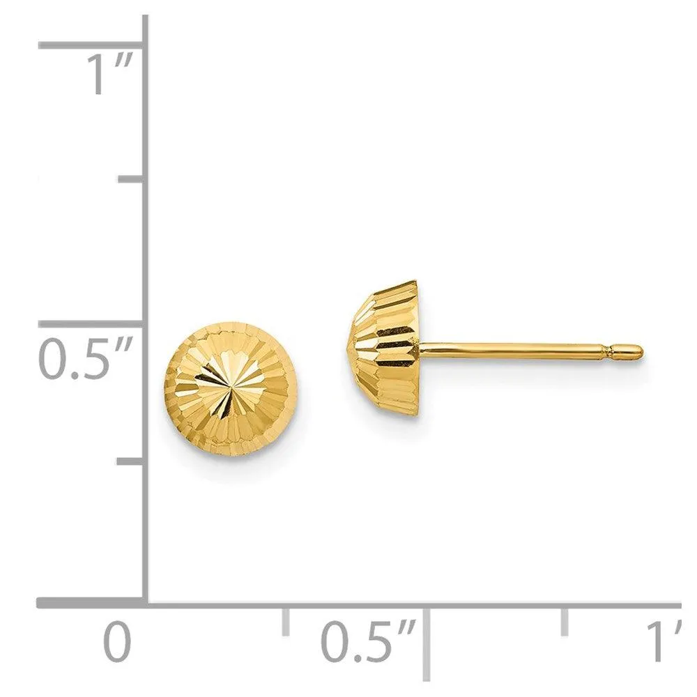 Madi K Kid's 14k  Polished & D/C Swirl 5mm Button Post Earrings