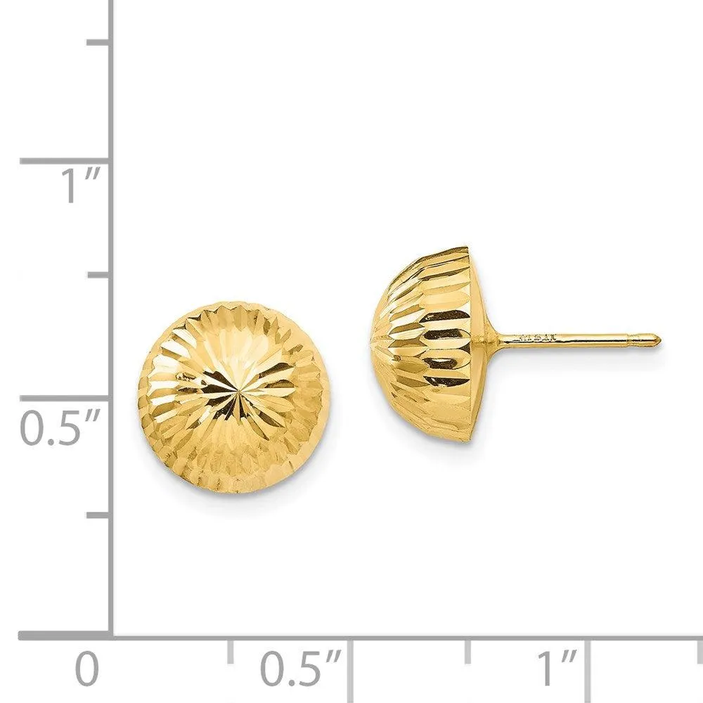 Madi K Kid's 14k  Polished & Diamond-Cut 10mm Button Post Earrings