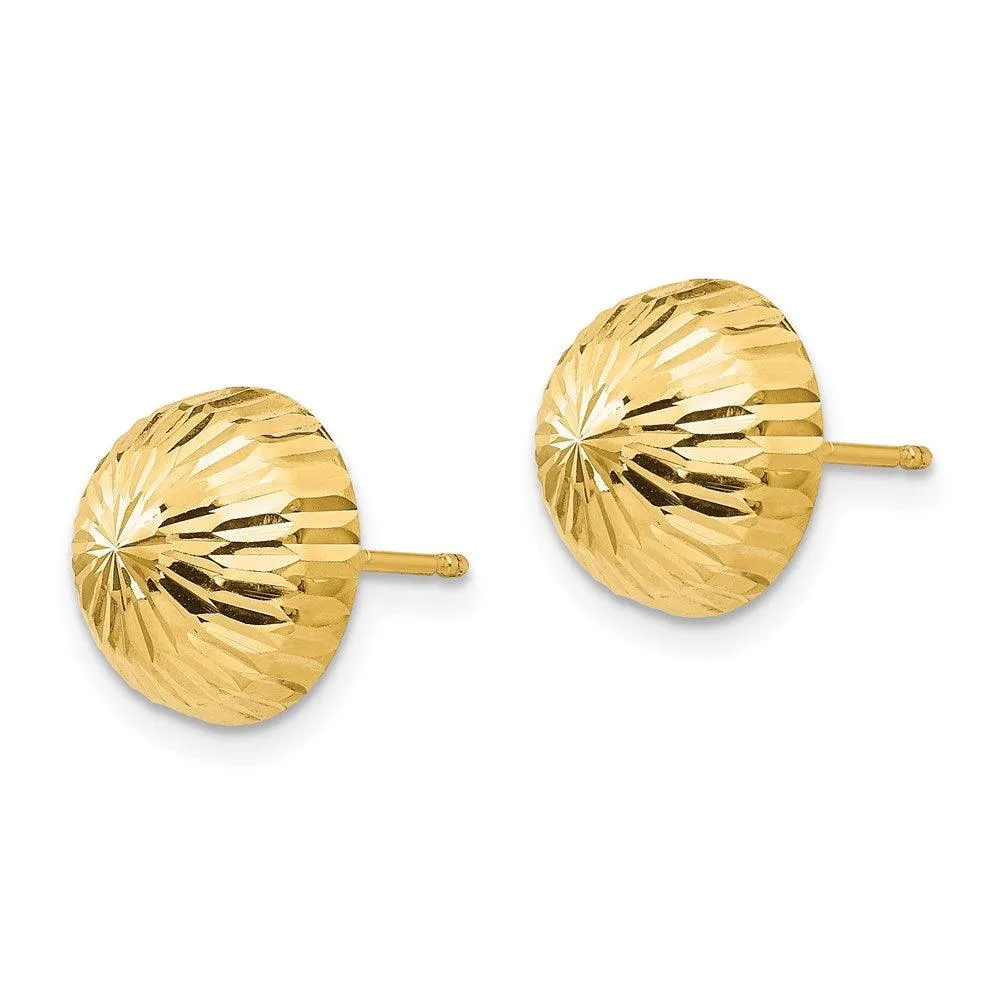 Madi K Kid's 14k  Polished & Diamond-Cut 10mm Button Post Earrings