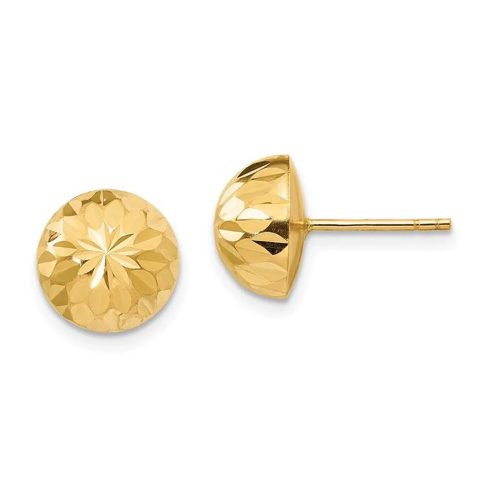 Madi K Kid's 14k  Polished & Diamond-Cut 9mm Button Post Earrings