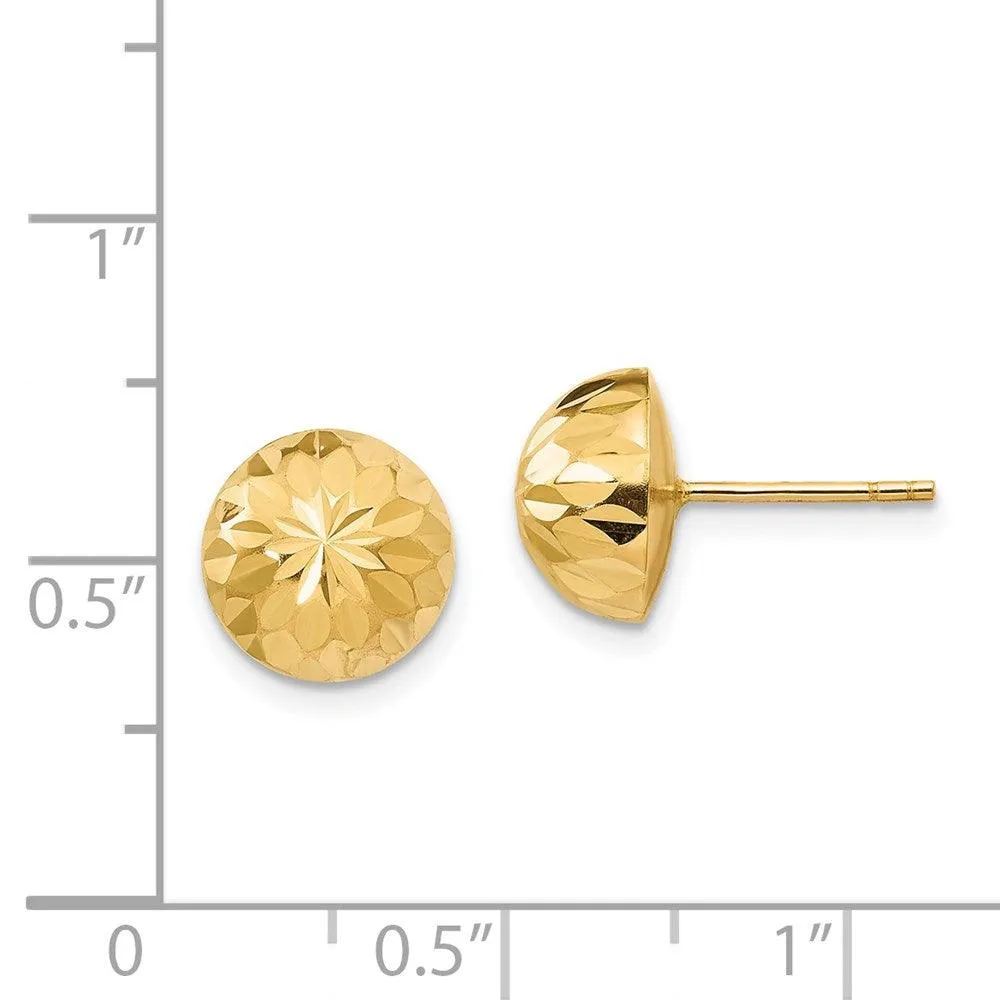 Madi K Kid's 14k  Polished & Diamond-Cut 9mm Button Post Earrings
