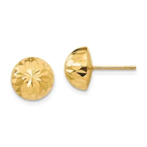 Madi K Kid's 14k  Polished & Diamond-Cut 9mm Button Post Earrings