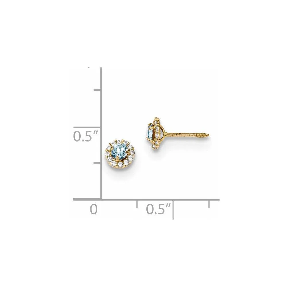 Madi K Kid's 14k  Polished Blue and Clear CZ Post Earrings