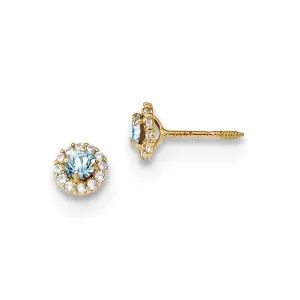 Madi K Kid's 14k  Polished Blue and Clear CZ Post Earrings