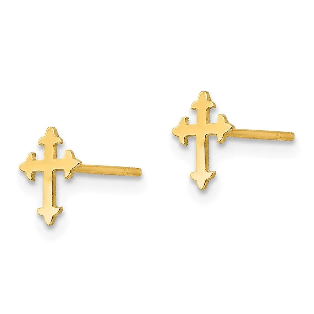Madi K Kid's 14K  Polished Cross Post Earrings