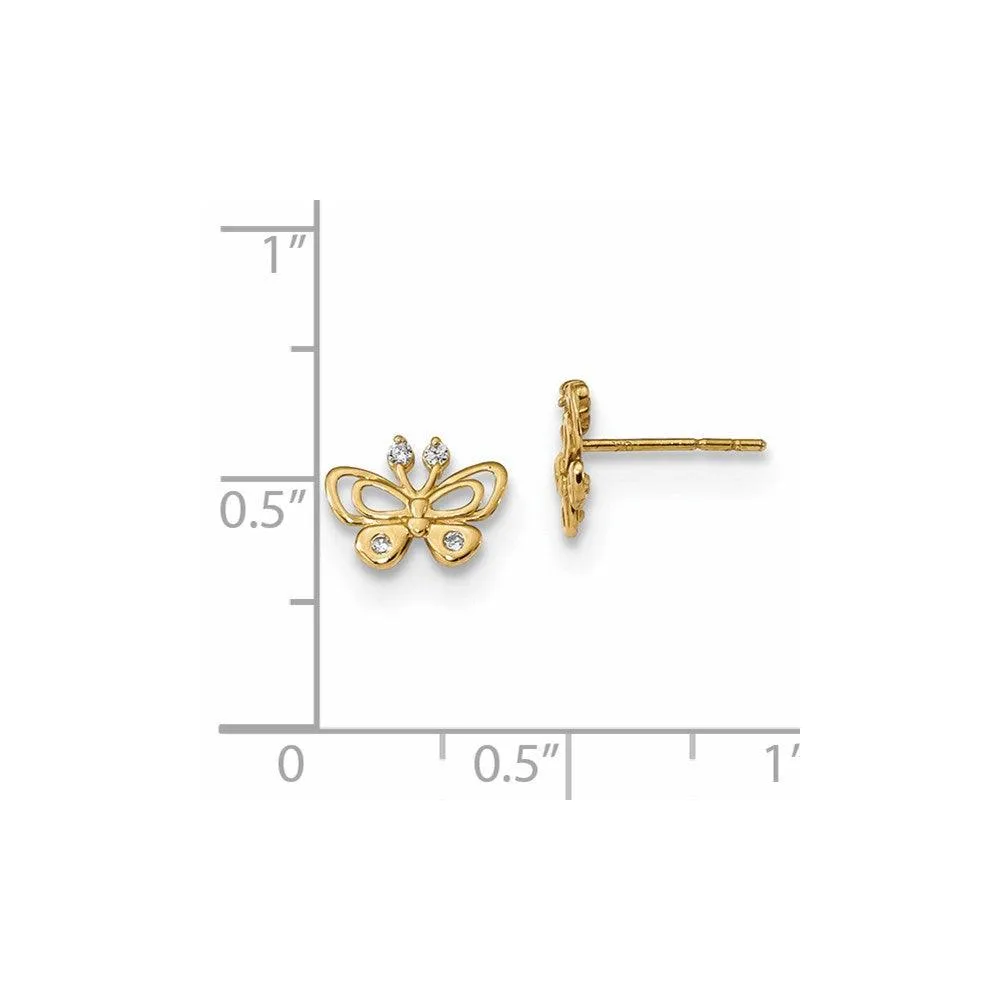 Madi K Kid's 14k  Polished CZ Butterfly Post Earrings