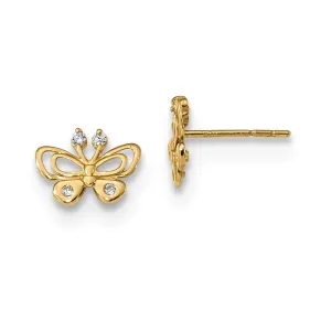 Madi K Kid's 14k  Polished CZ Butterfly Post Earrings