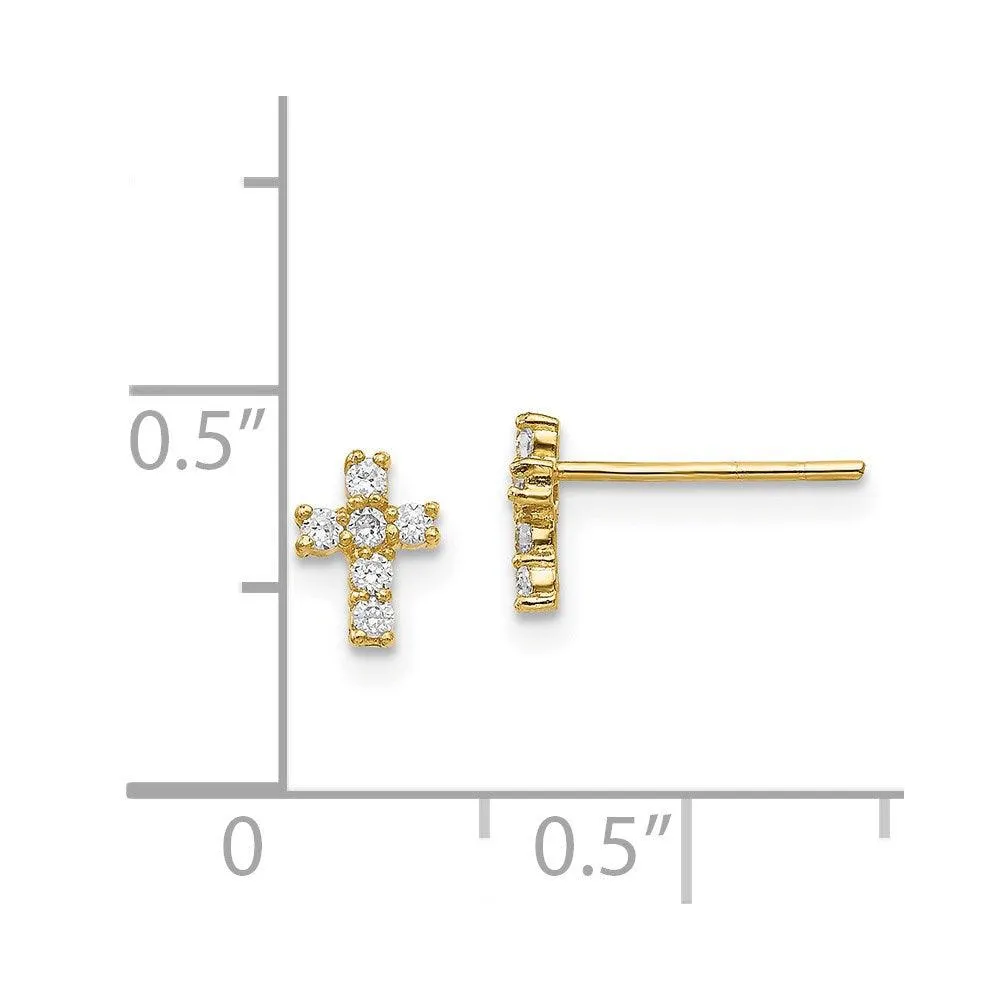 Madi K Kid's 14K  Polished CZ Cross Post Earrings