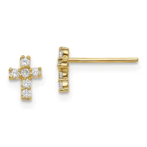 Madi K Kid's 14K  Polished CZ Cross Post Earrings