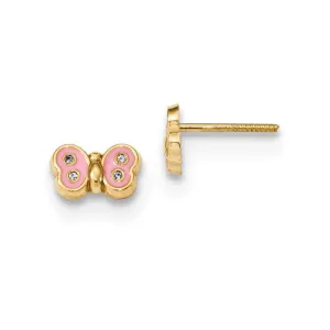 Madi K Kid's 14k  Polished Enameled & CZ Butterfly Post Earrings
