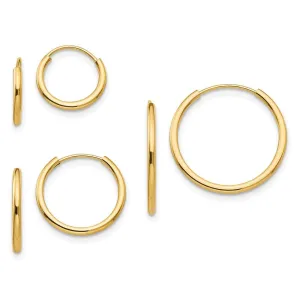 Madi K Kid's 14k  Polished Endless Hoop 3 Pair Earring Set