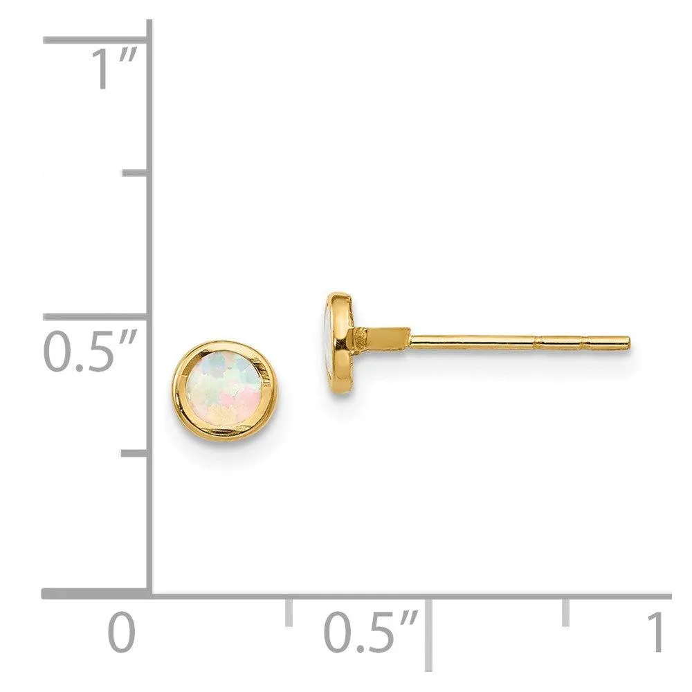 Madi K Kid's 14K  Polished Lab Created Opal Bezel Post Earrings