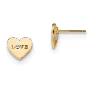 Madi K Kid's 14k  Polished Love CZ Heart Post Earrings