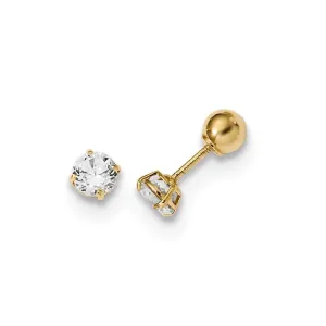Madi K Kid's 14k  Polished Reversible Ball and CZ Earrings