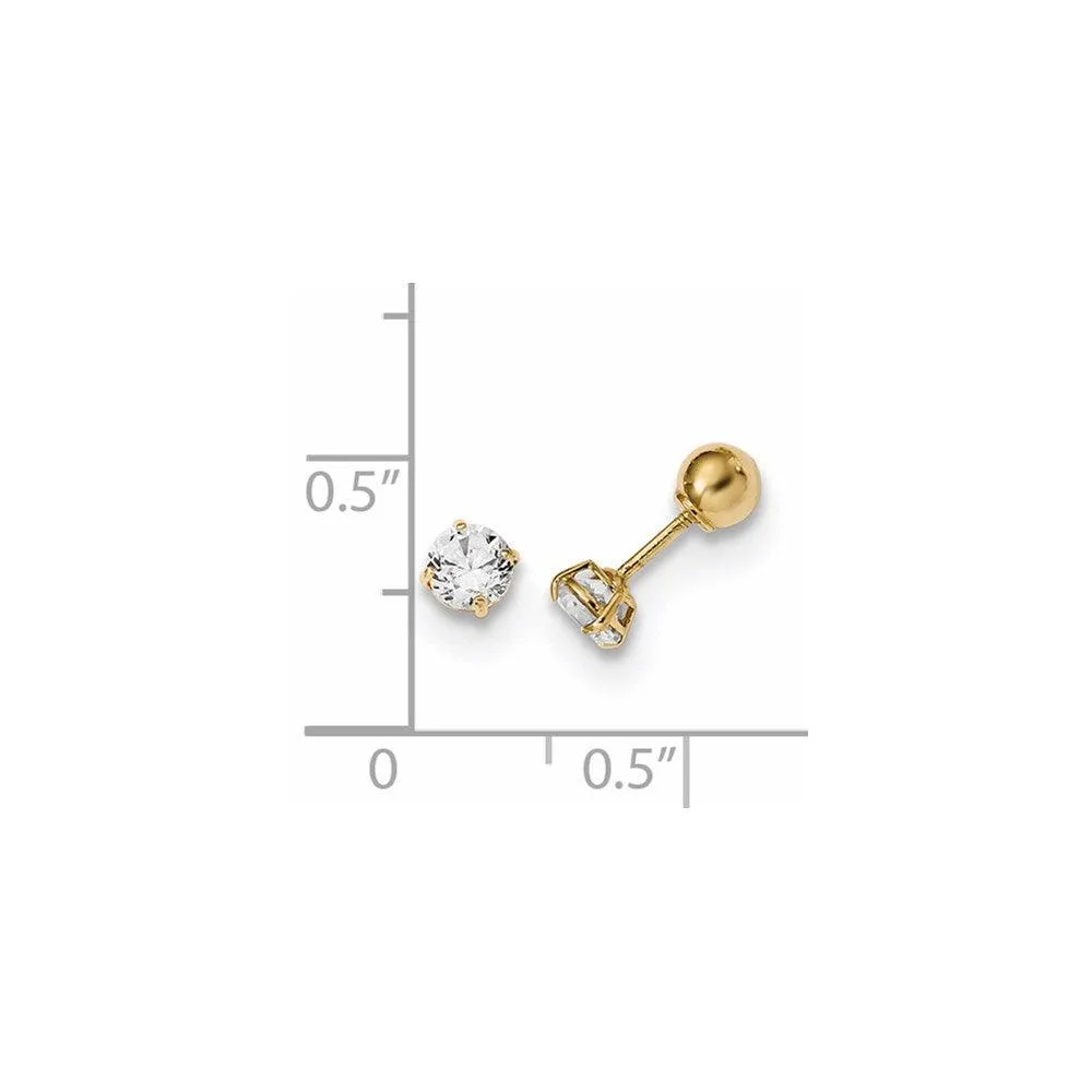 Madi K Kid's 14k  Polished Reversible Ball and CZ Earrings
