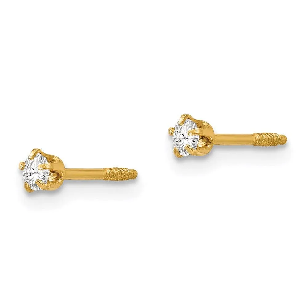 Madi K Kid's 14k  Polished Reversible Crystal & 3mm Ball Earrings