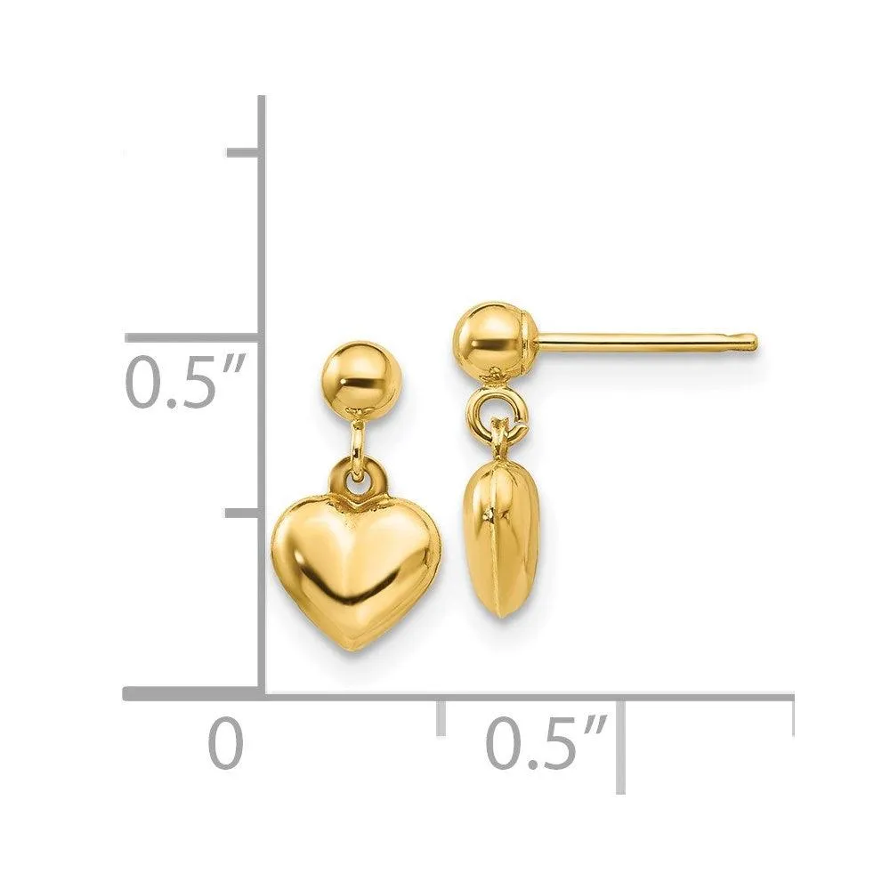Madi K Kid's 14k  Puffed Heart Dangle Earrings