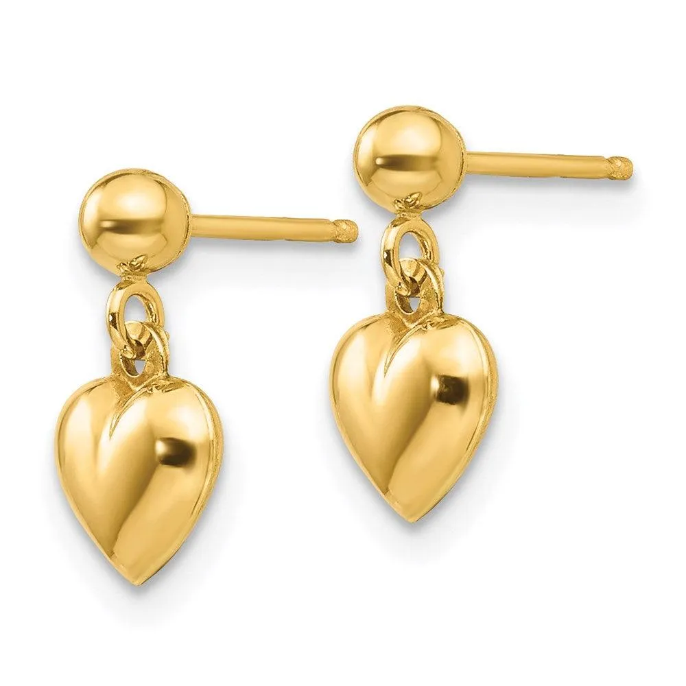 Madi K Kid's 14k  Puffed Heart Dangle Earrings