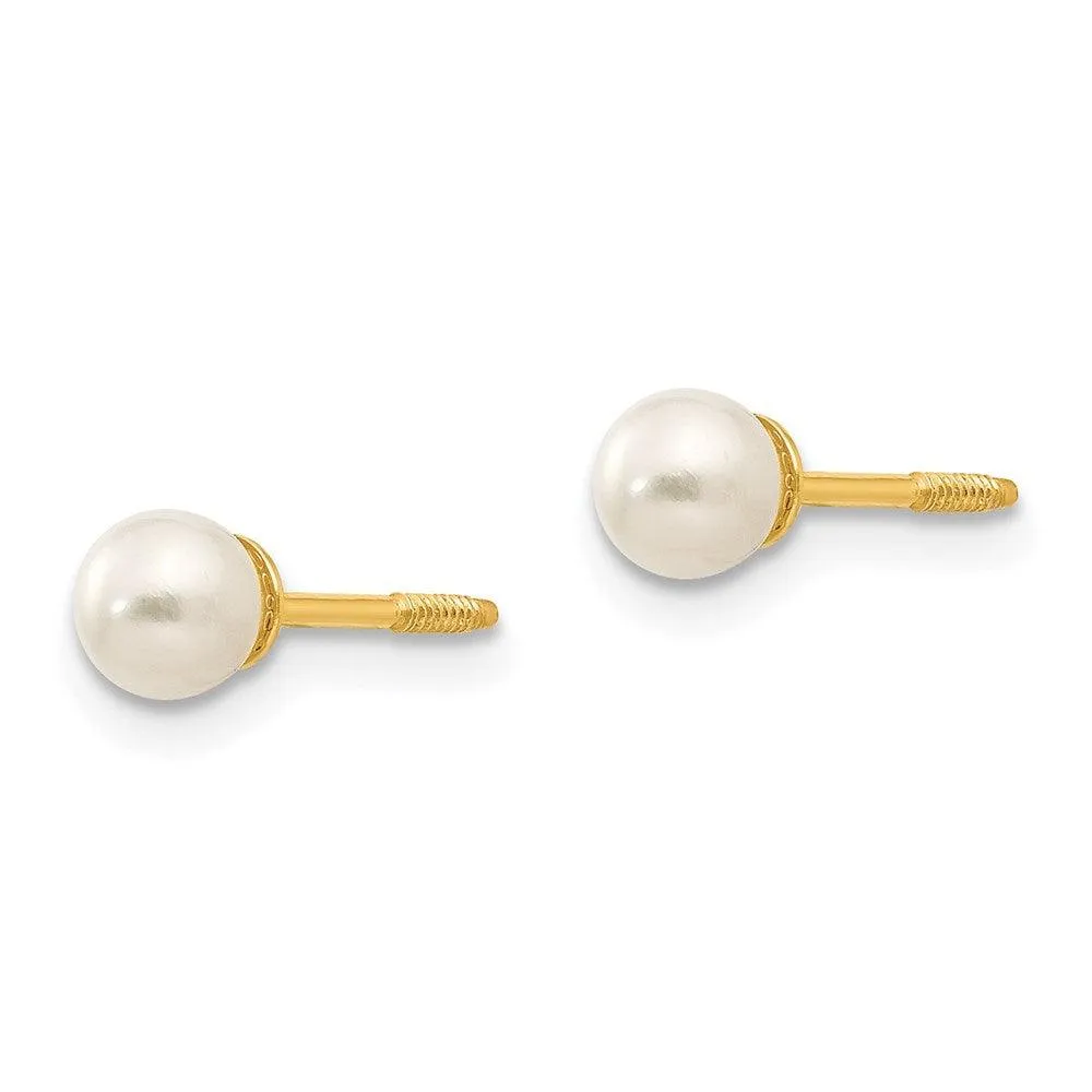 Madi K Kid's 14k  Reversible 3.75-4mm FW Cultured Pearl & Gold Bead Earrings