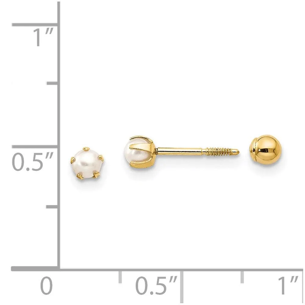 Madi K Kid's 14k  Reversible FW Cultured Pearl & Bead Earrings