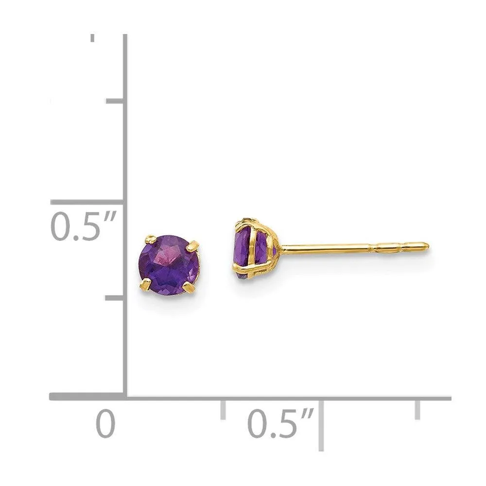 Madi K Kid's 14k  Round Amethyst 4mm Post Earrings
