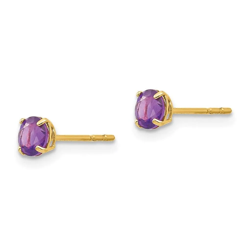 Madi K Kid's 14k  Round Amethyst 4mm Post Earrings